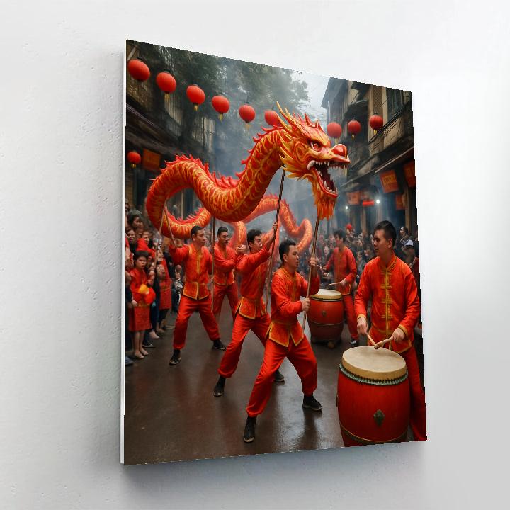 Lunar New Year Dragon Dance In Hanoi Old Quarter paint by numbers