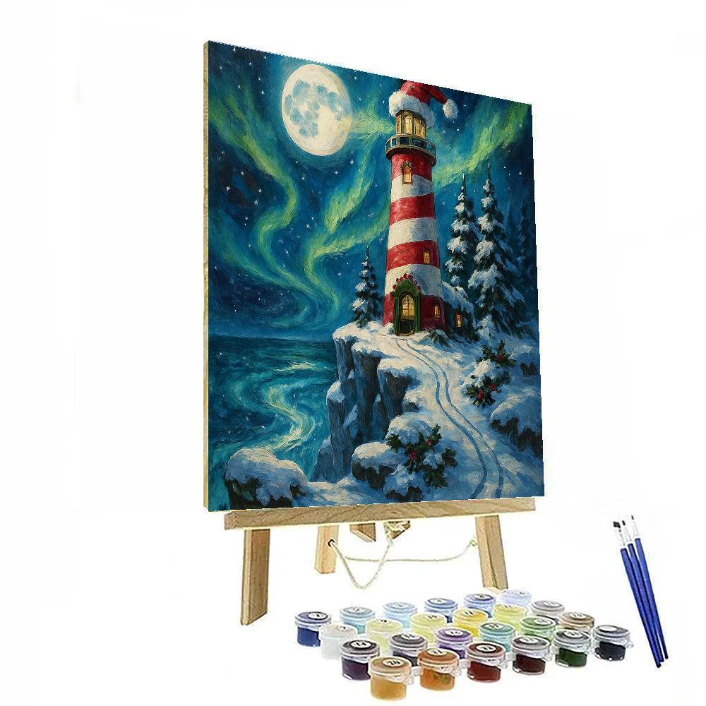 Santa Lighthouse On The Nebula Cliffs Paint by numbers kits