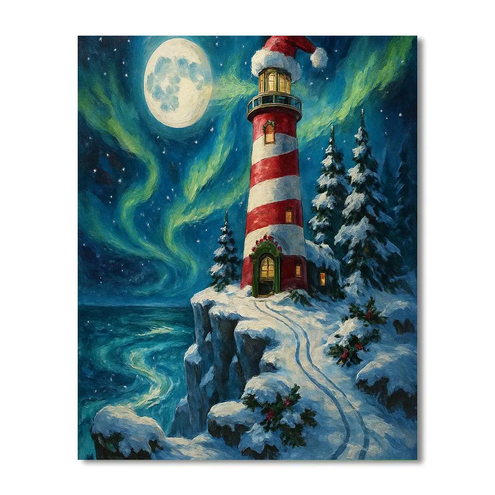 Santa Lighthouse On The Nebula Cliffs Paint by numbers kits