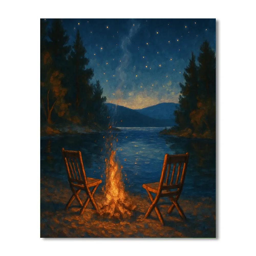 Campfire Glow By Starry Lakeshore paint by numbers