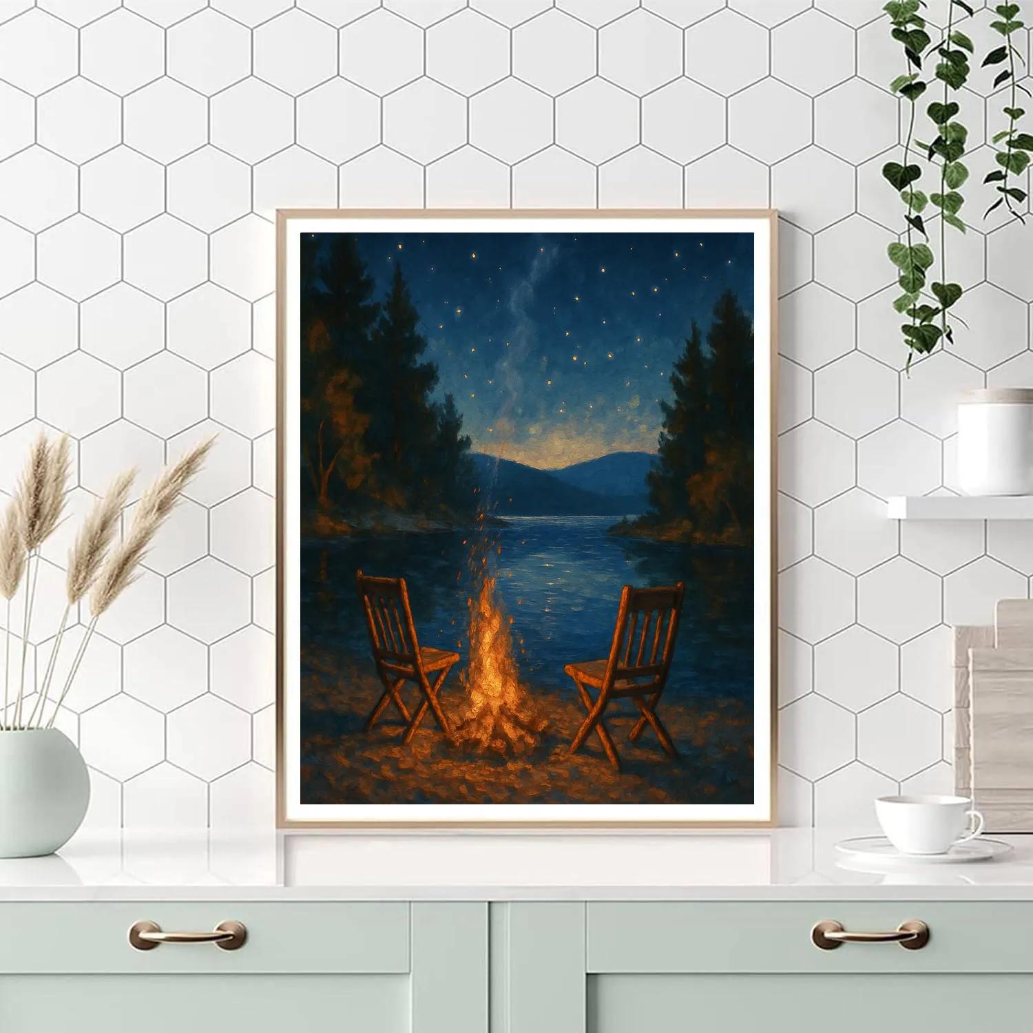 Campfire Glow By Starry Lakeshore paint by numbers