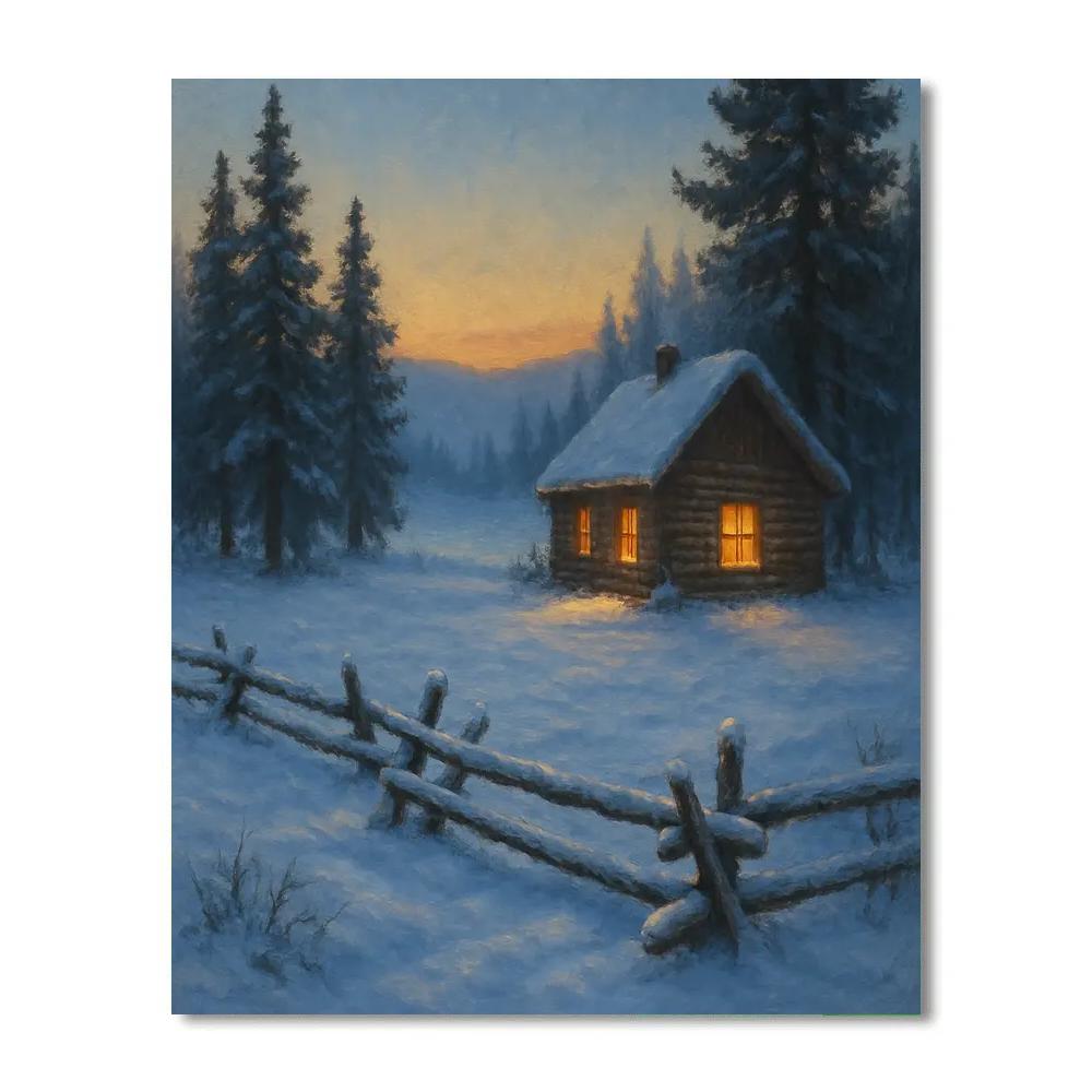 Golden Hearth By The Frozen Meadow paint by numbers