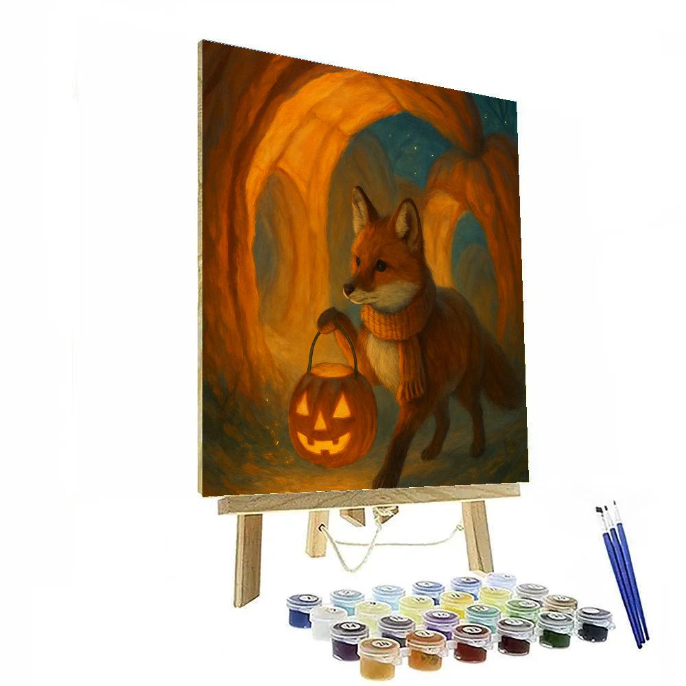 Lantern Fox In Pumpkin Hollow Painting by numbers kit