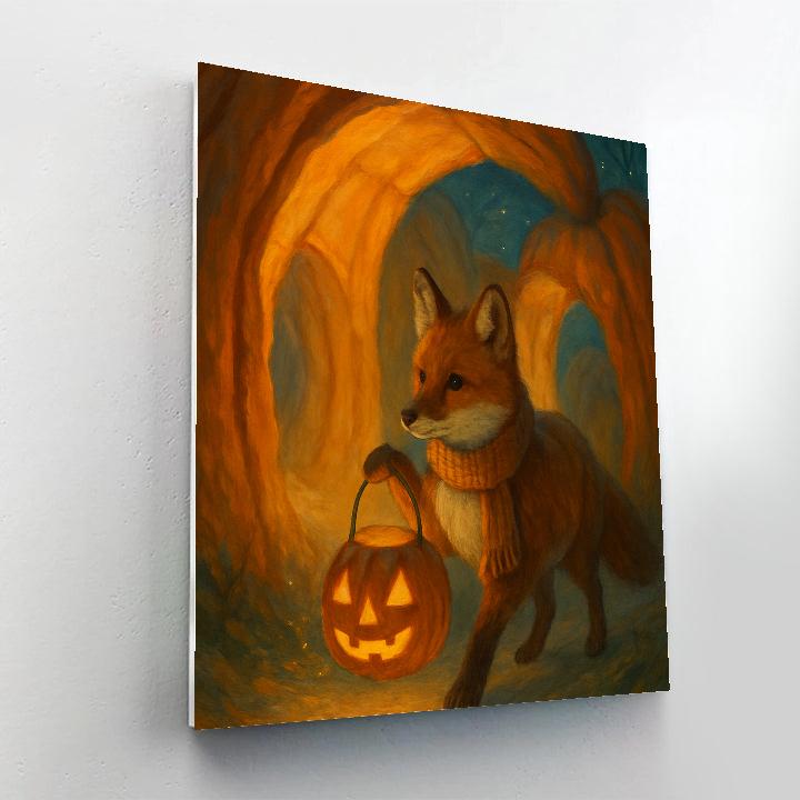Lantern Fox In Pumpkin Hollow Painting by numbers kit