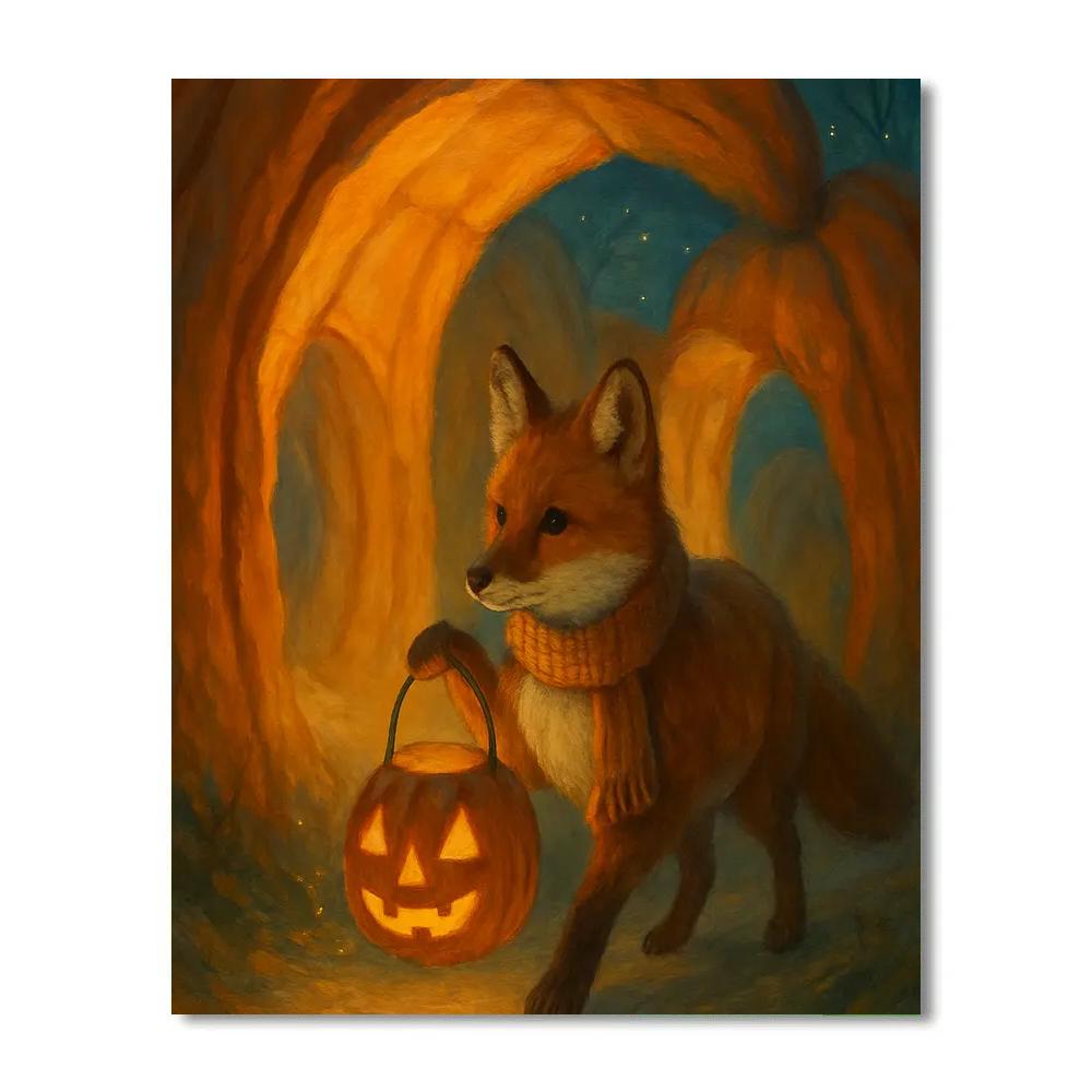 Lantern Fox In Pumpkin Hollow Painting by numbers kit