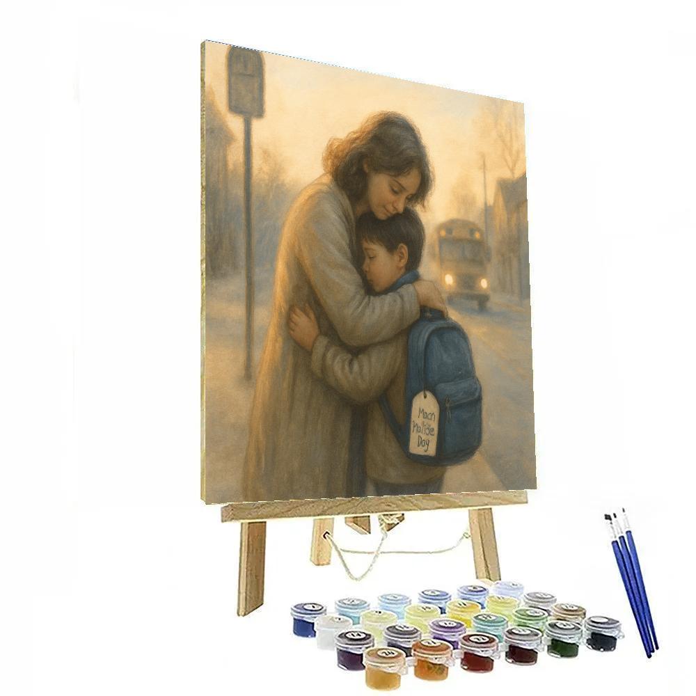 Bus Stop Goodbye Hug paint by color