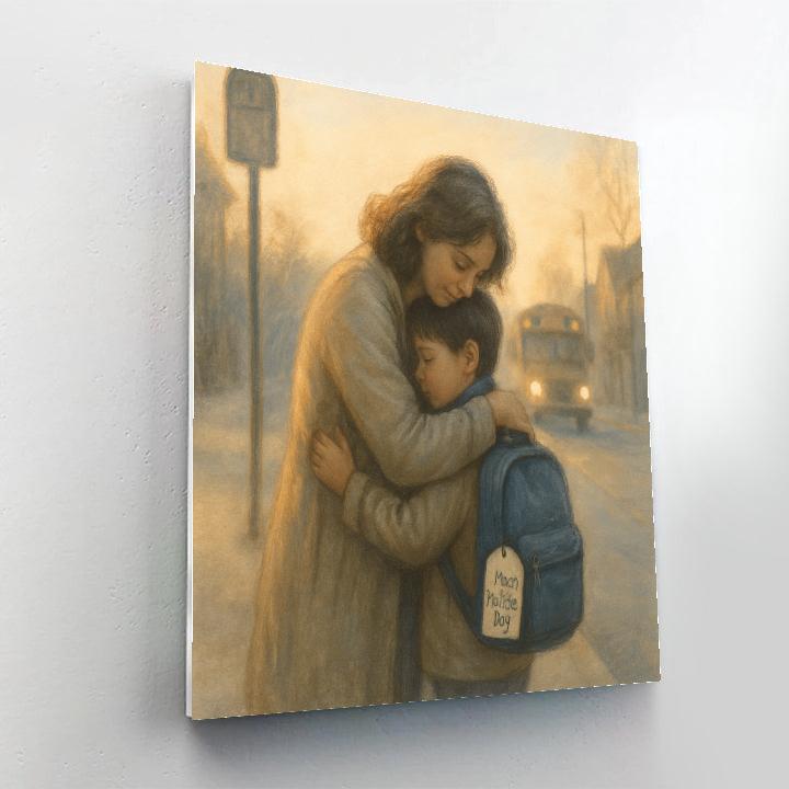 Bus Stop Goodbye Hug paint by color