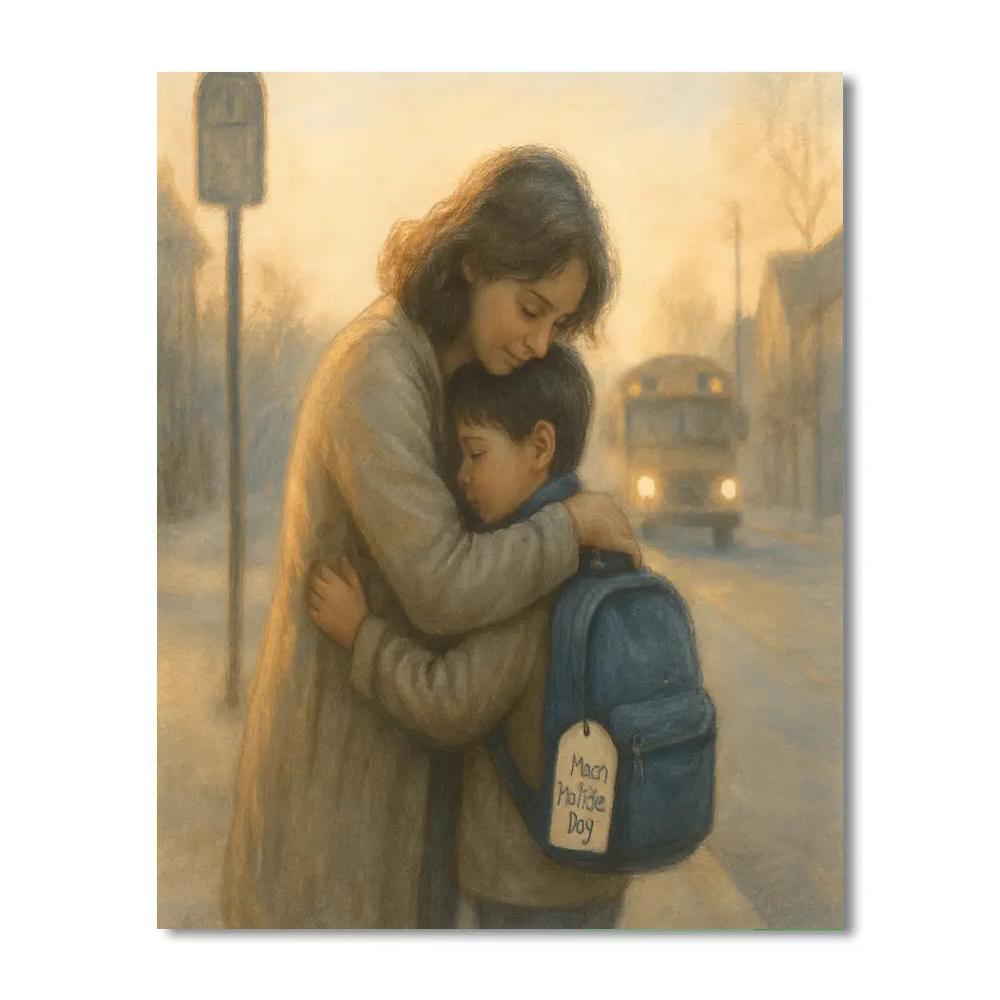Bus Stop Goodbye Hug paint by color