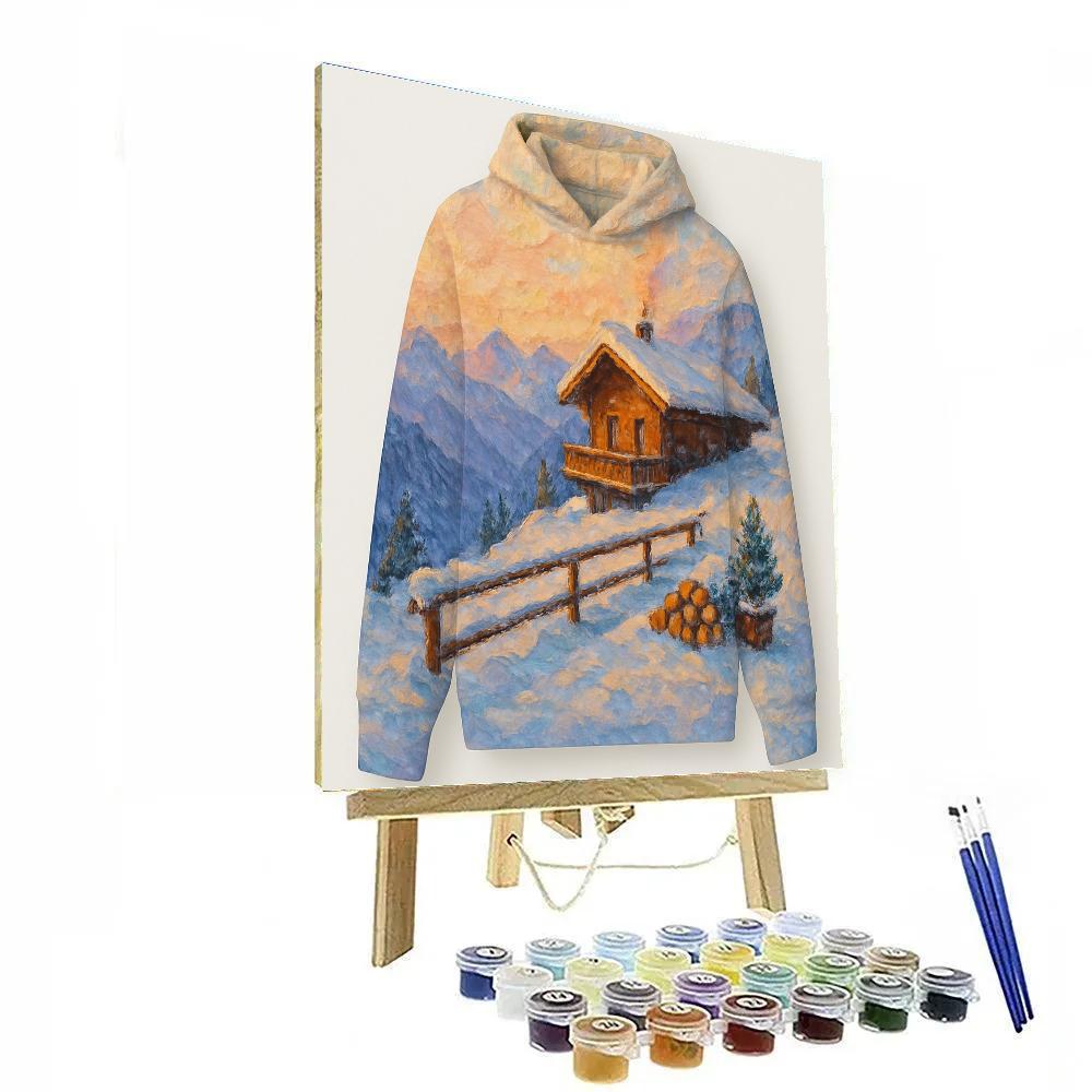 Sunset Glow Over Alpine Winter Terrace paint by number