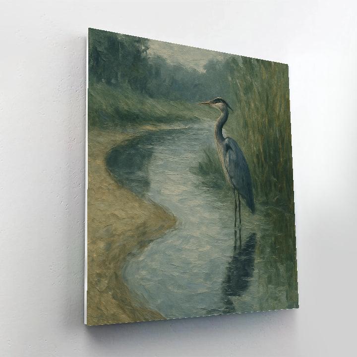 Riverbank Heron Among Reeds paint by color