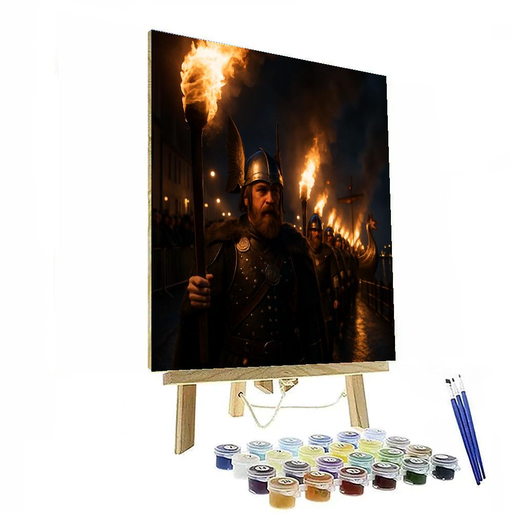 Up Helly Aa Fire Festival In Shetland Night Procession painting number kit