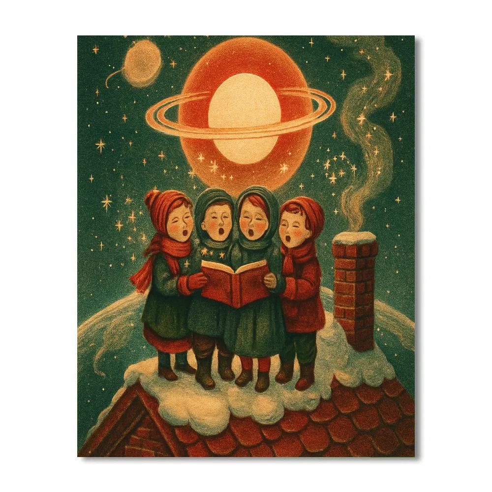 Celestial Carolers On The Rooftop Paint by numbers art