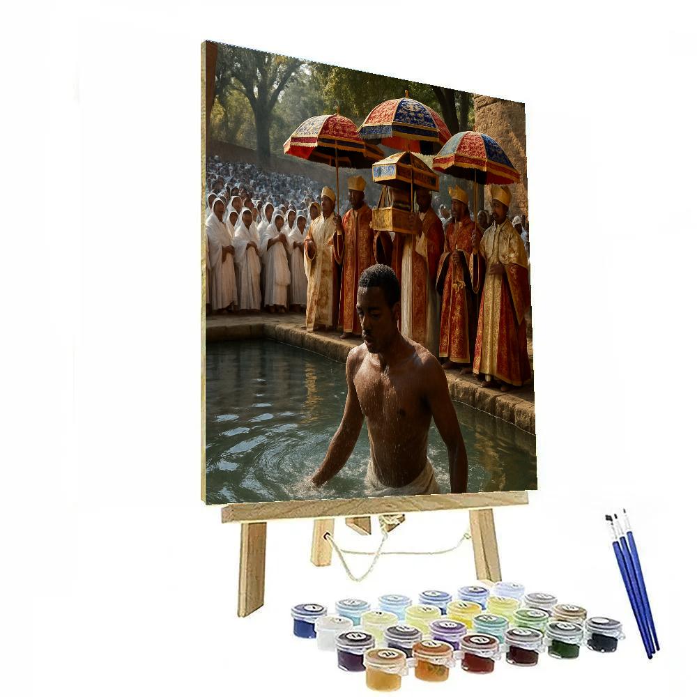 Ethiopian Timkat Baptism Ceremony Gondar painting number kit