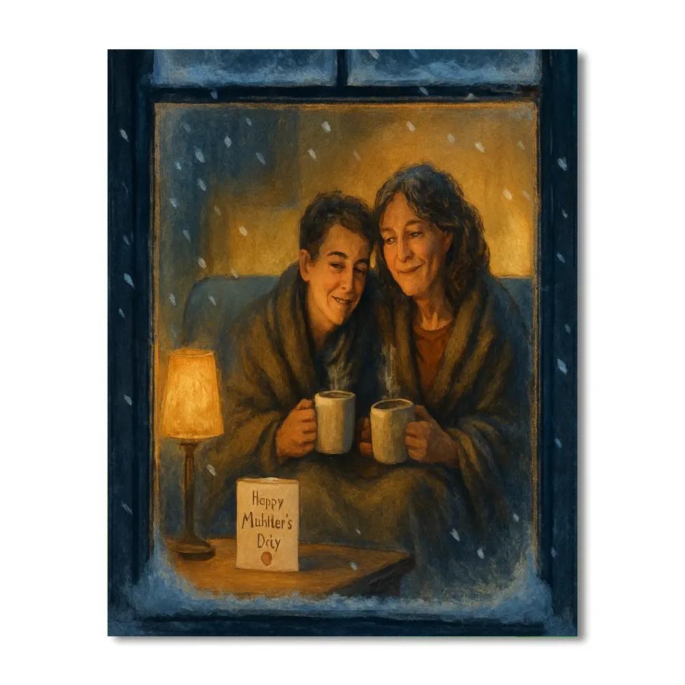 Snowy Hot Chocolate Reunion Paint by numbers art