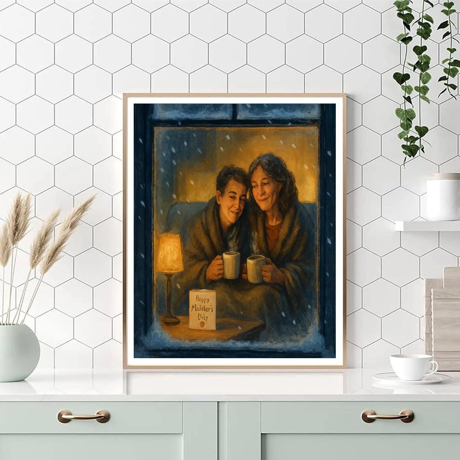 Snowy Hot Chocolate Reunion Paint by numbers art