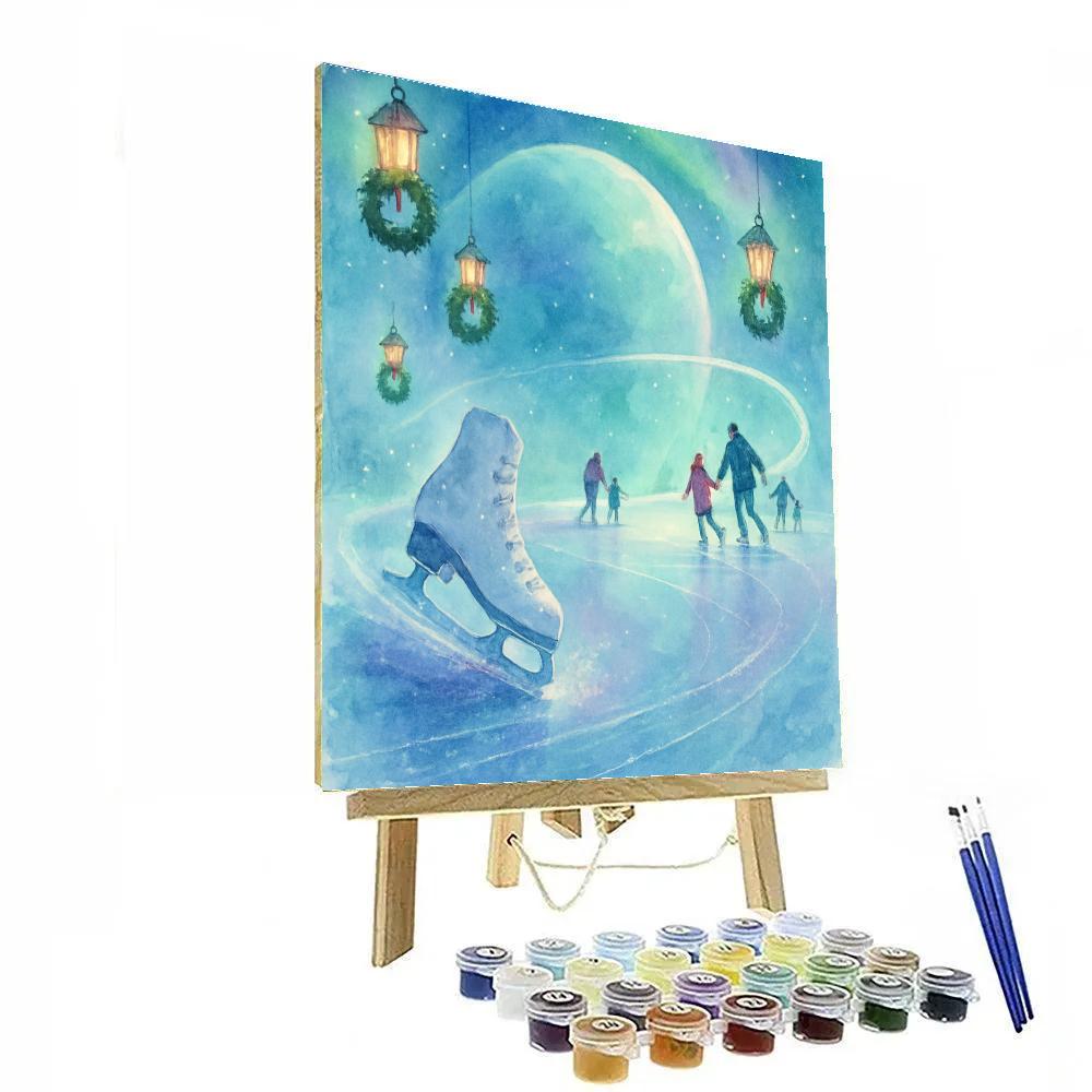 Northern Lights Ice Skating Ring Of Saturn painting number kit