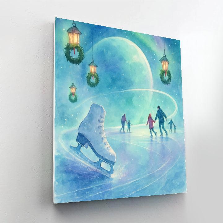Northern Lights Ice Skating Ring Of Saturn painting number kit