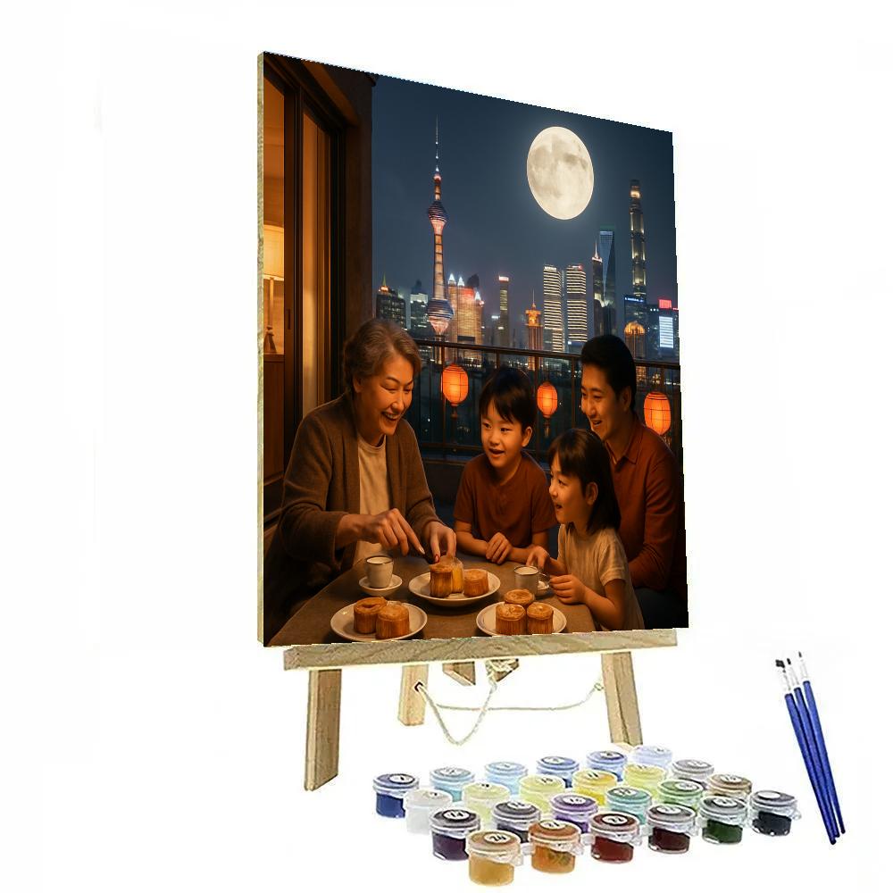 Chinese Mid Autumn Festival Mooncake Sharing In Shanghai Painting by numbers kit