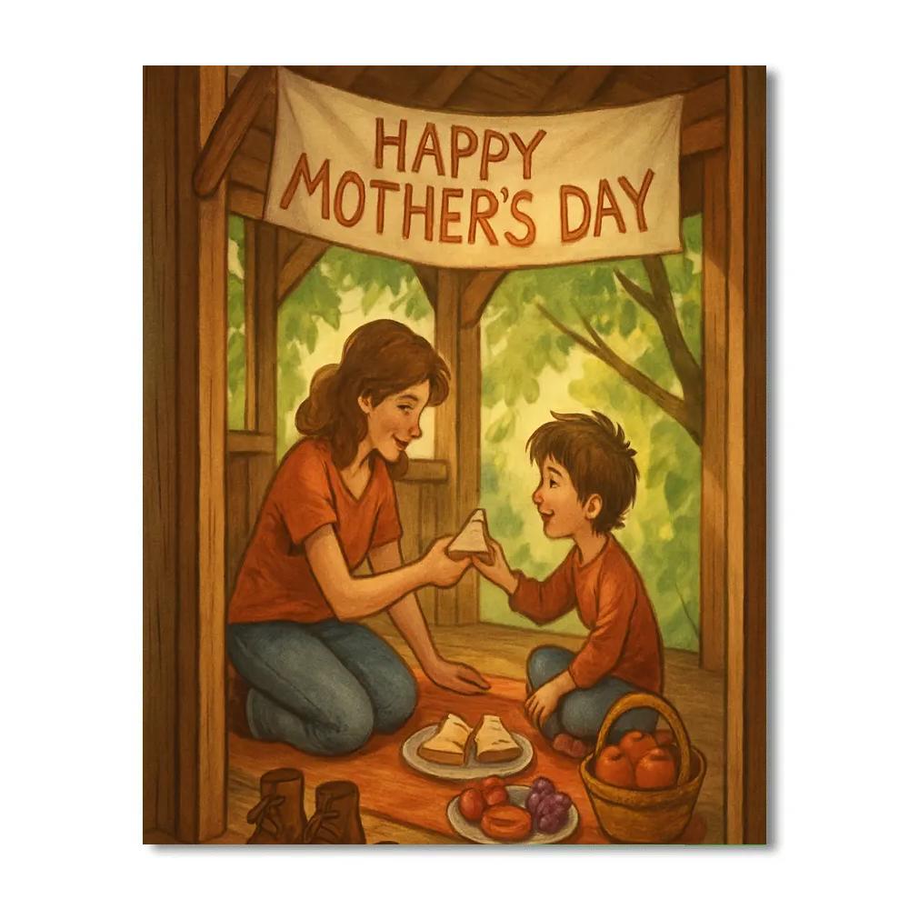 Mothers Day Treehouse Picnic Paint by numbers kits