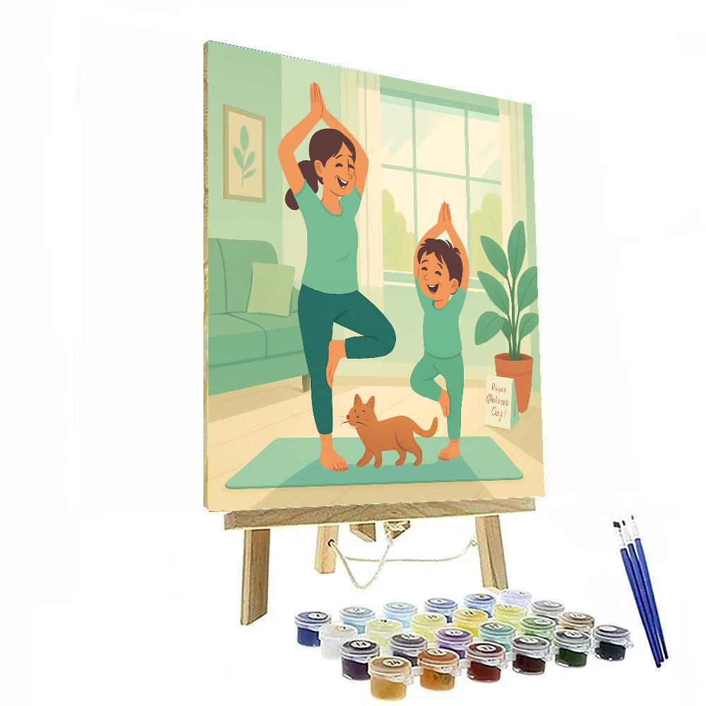 Morning Yoga With Little Helper Numbered painting kits