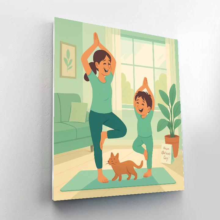 Morning Yoga With Little Helper Numbered painting kits
