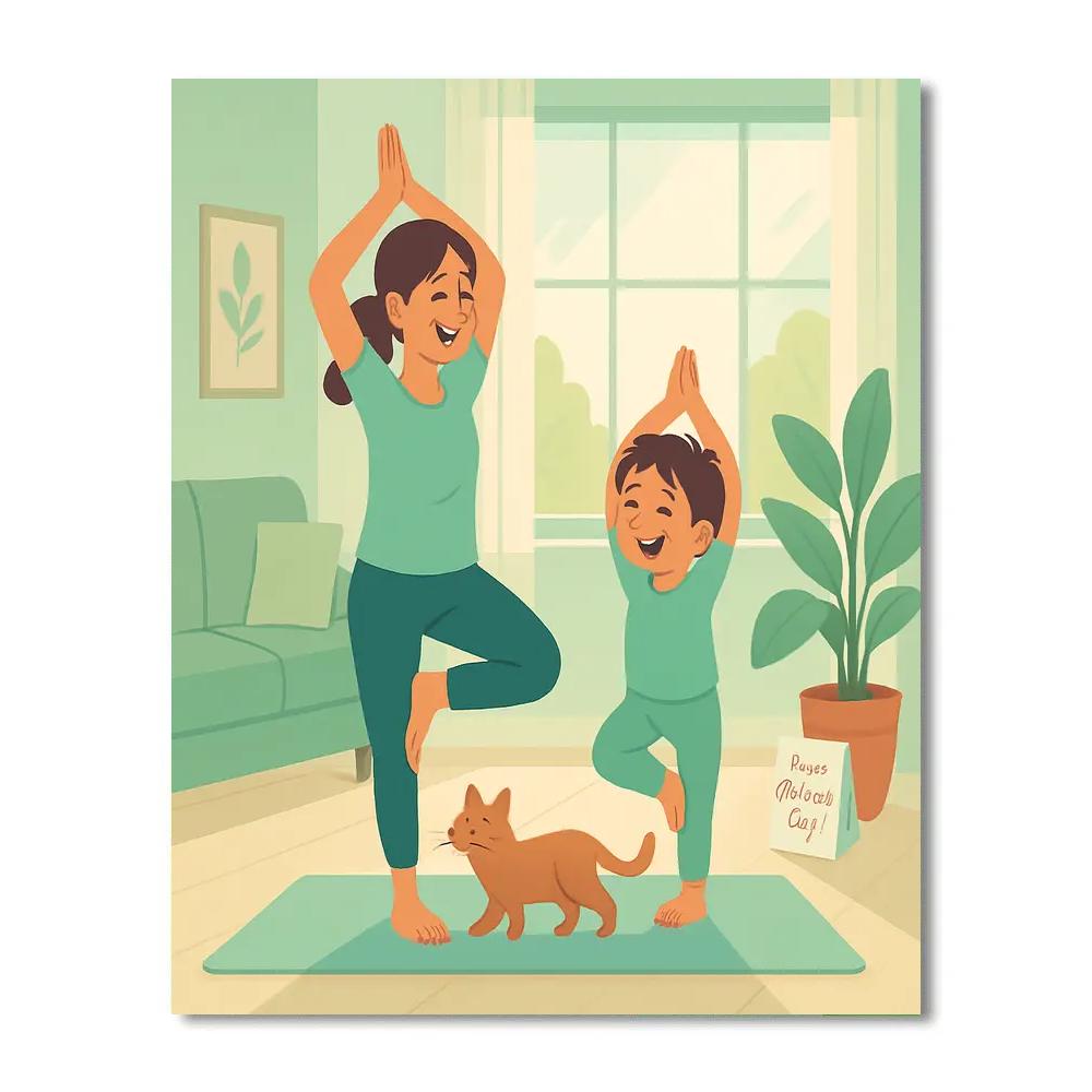 Morning Yoga With Little Helper Numbered painting kits