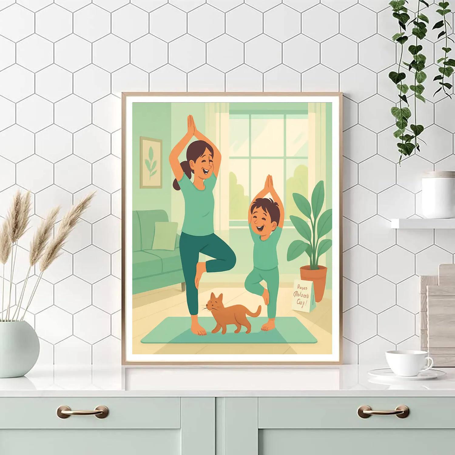 Morning Yoga With Little Helper Numbered painting kits