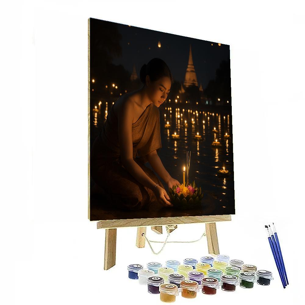 Thai Loy Krathong River Offering Night paint by numbers