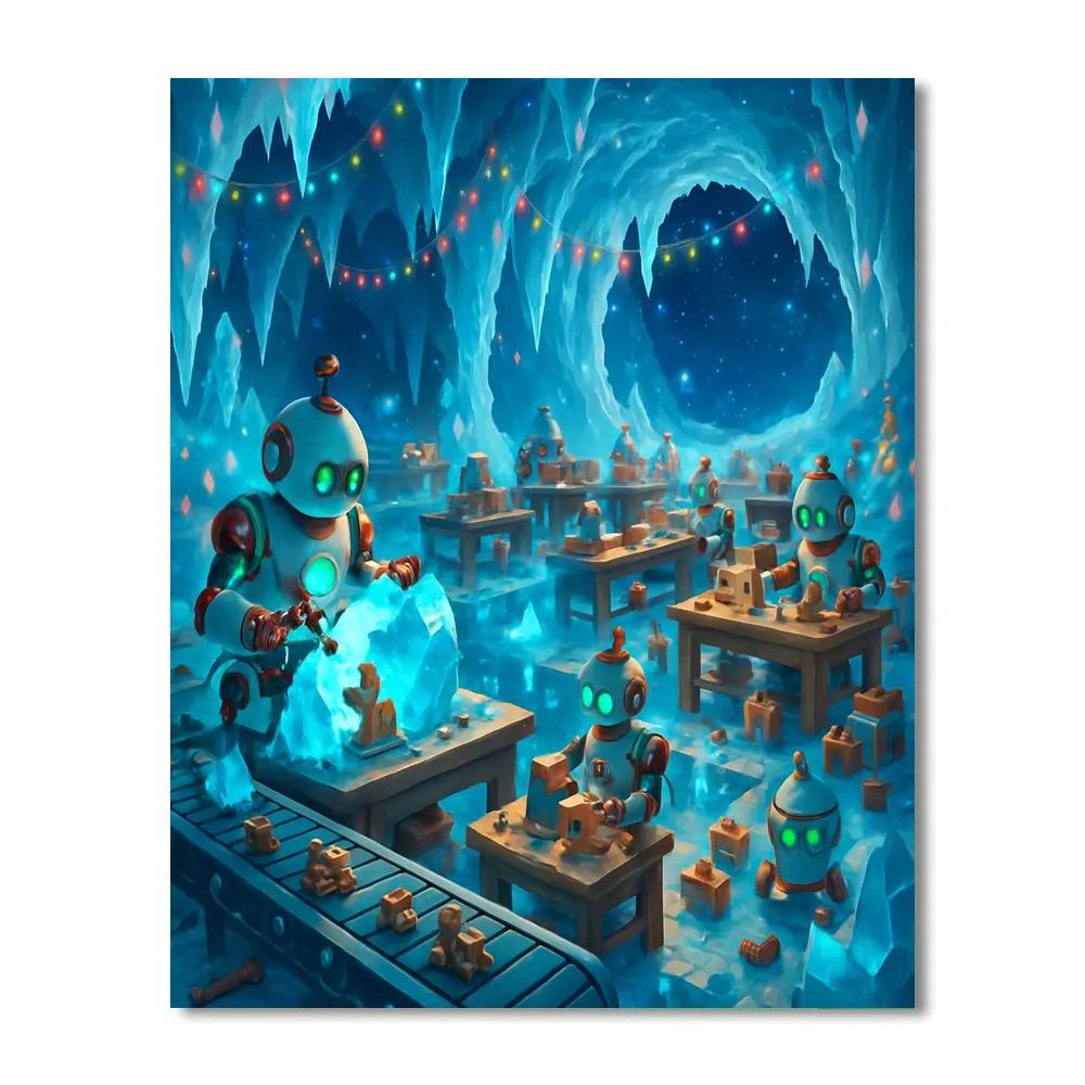 Galactic Toy Workshop In An Ice Cave DIY paint by numbers
