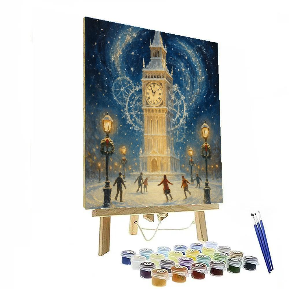 Frozen Time Snow Clock Plaza paint by numbers