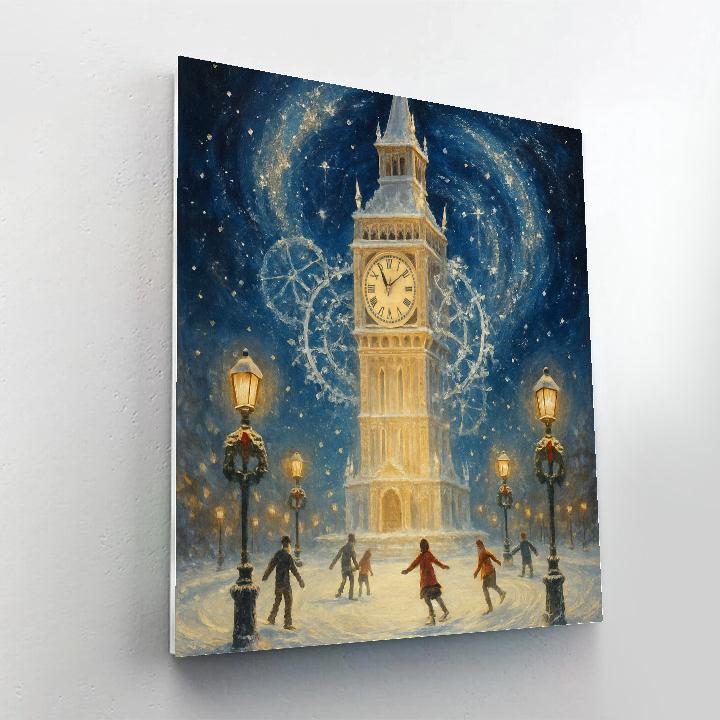 Frozen Time Snow Clock Plaza paint by numbers