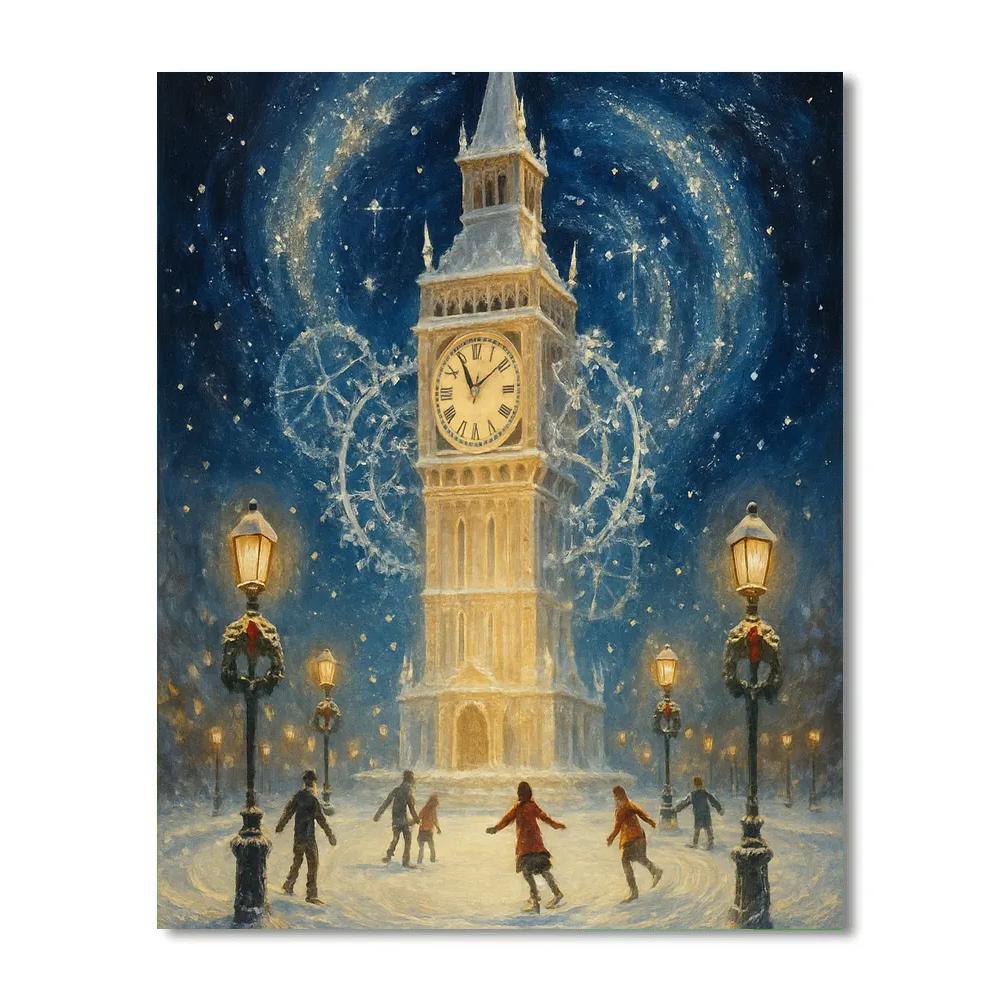 Frozen Time Snow Clock Plaza paint by numbers