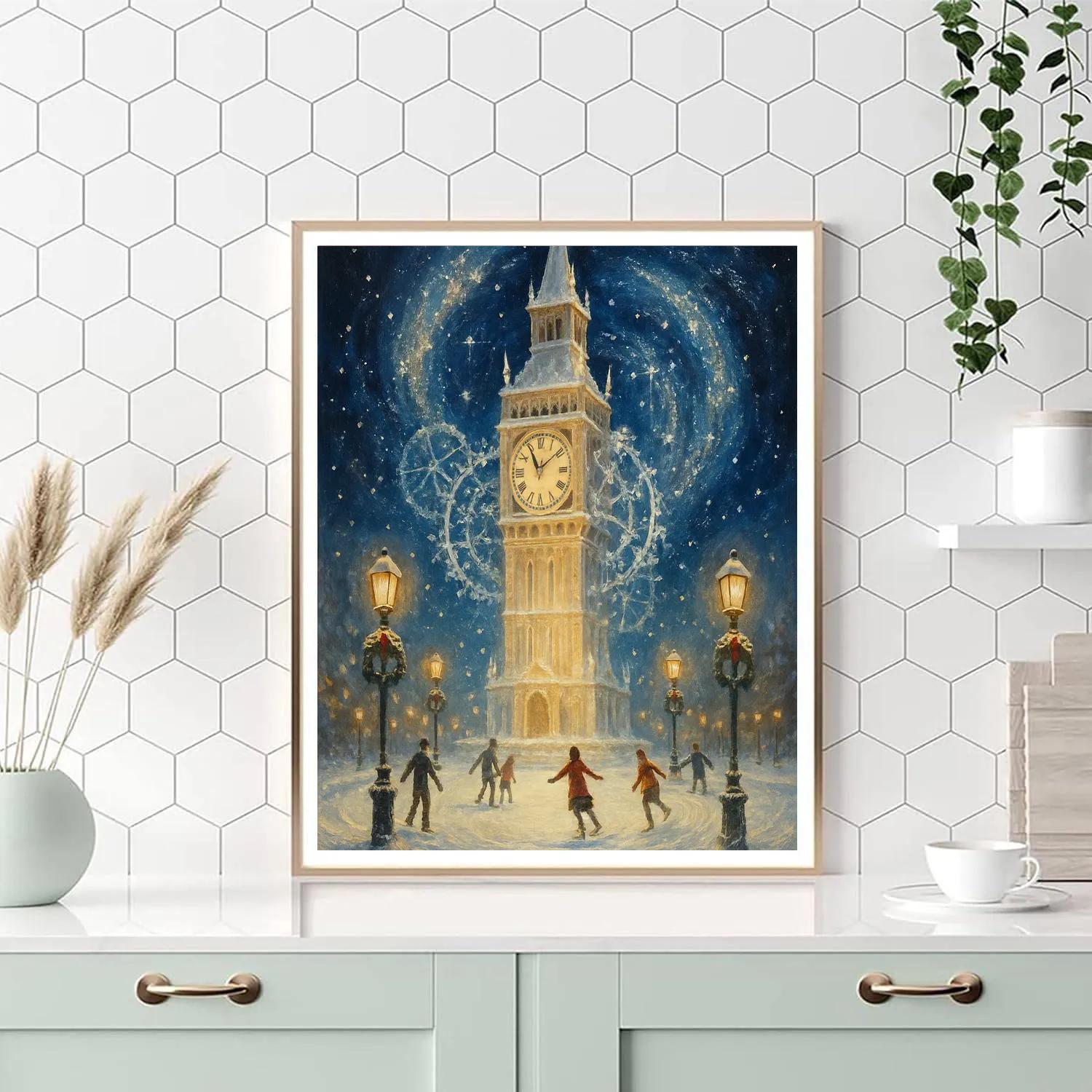 Frozen Time Snow Clock Plaza paint by numbers