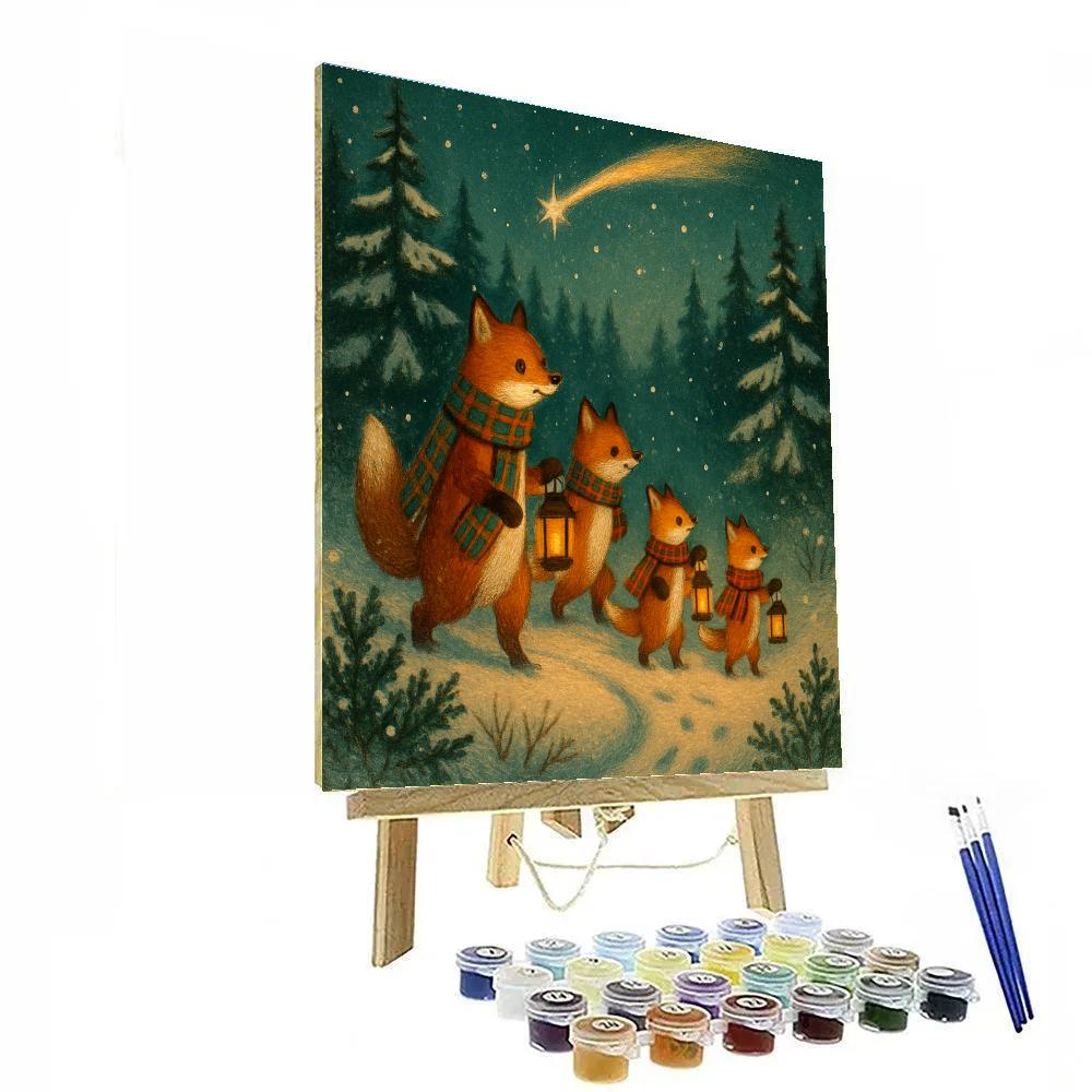 Comet Trail Caroling Foxes paint by color