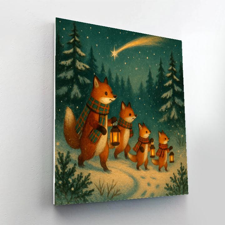 Comet Trail Caroling Foxes paint by color