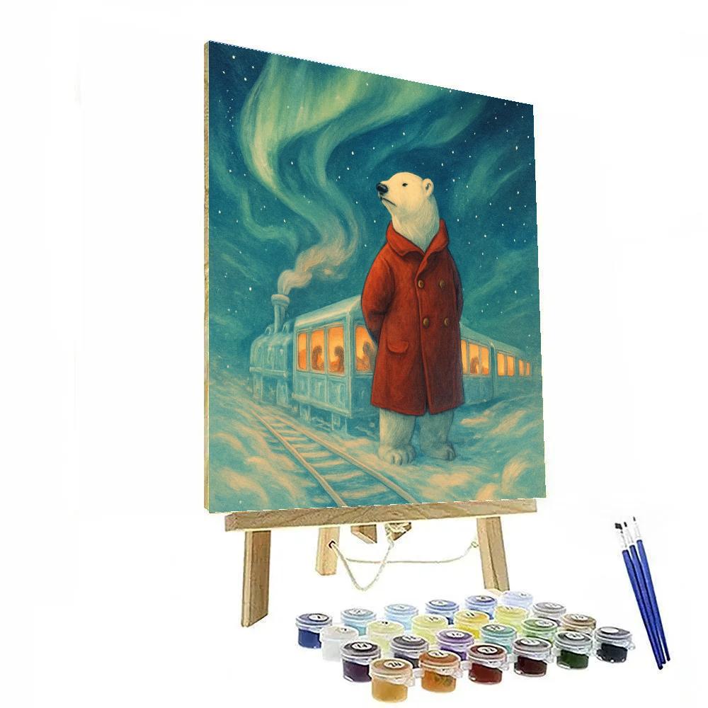 Polar Bear Conductor Of The Celestial Train Painting by numbers kit