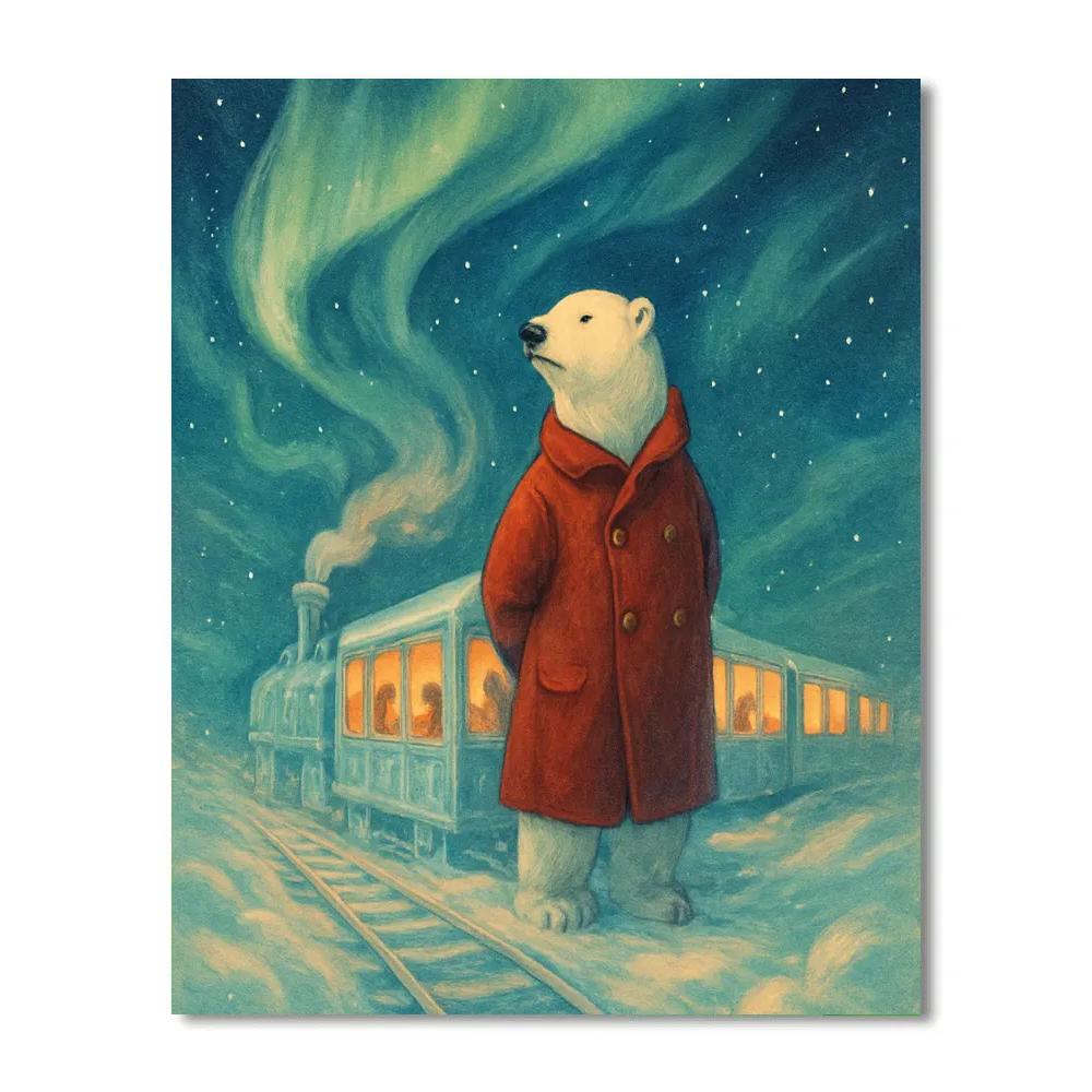 Polar Bear Conductor Of The Celestial Train Painting by numbers kit