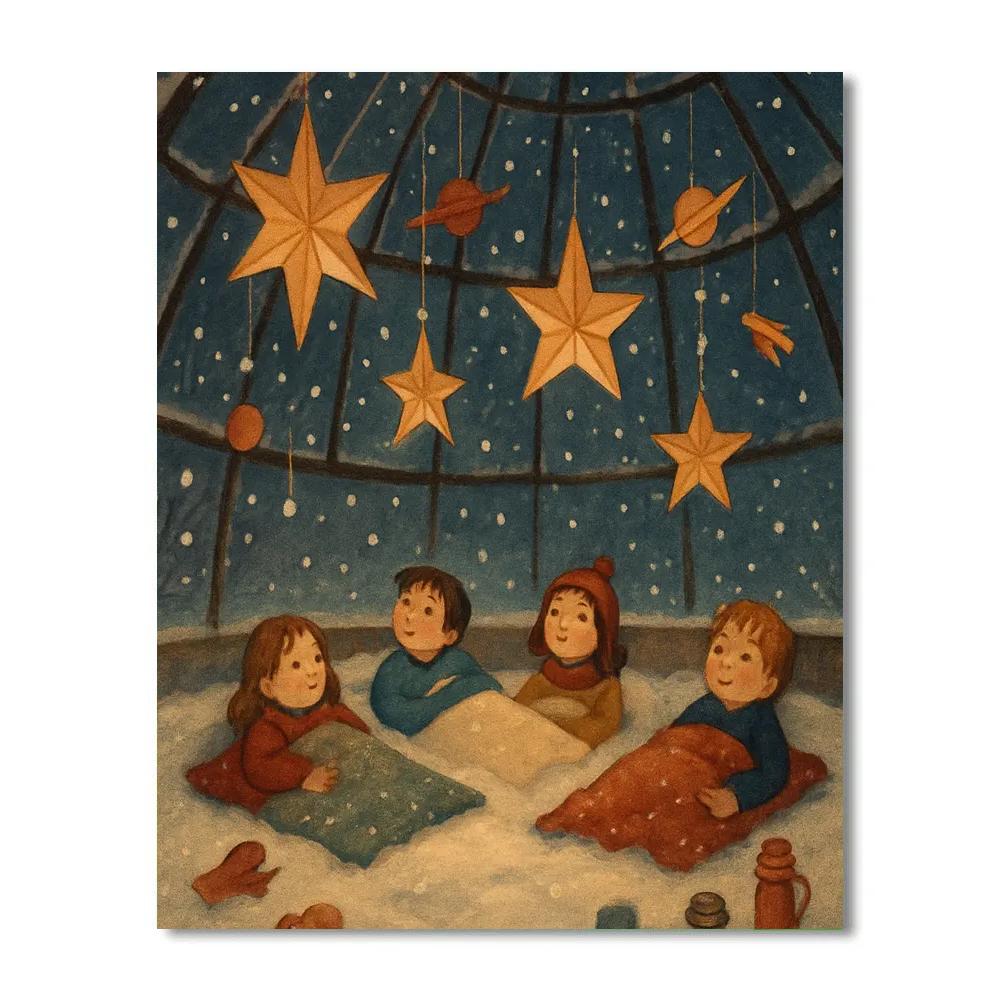 Winter Planetarium Of Paper Stars DIY paint by numbers