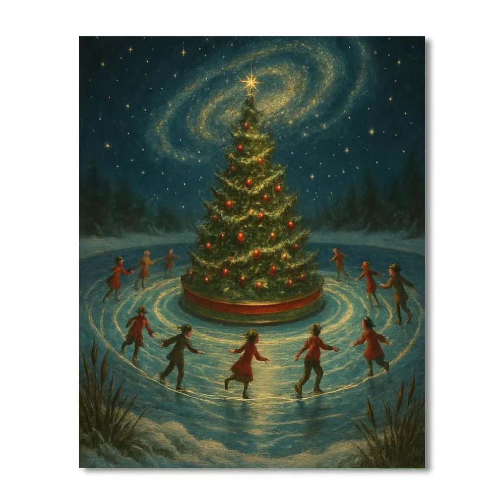 Cosmic Evergreen Carousel Pond DIY paint by numbers