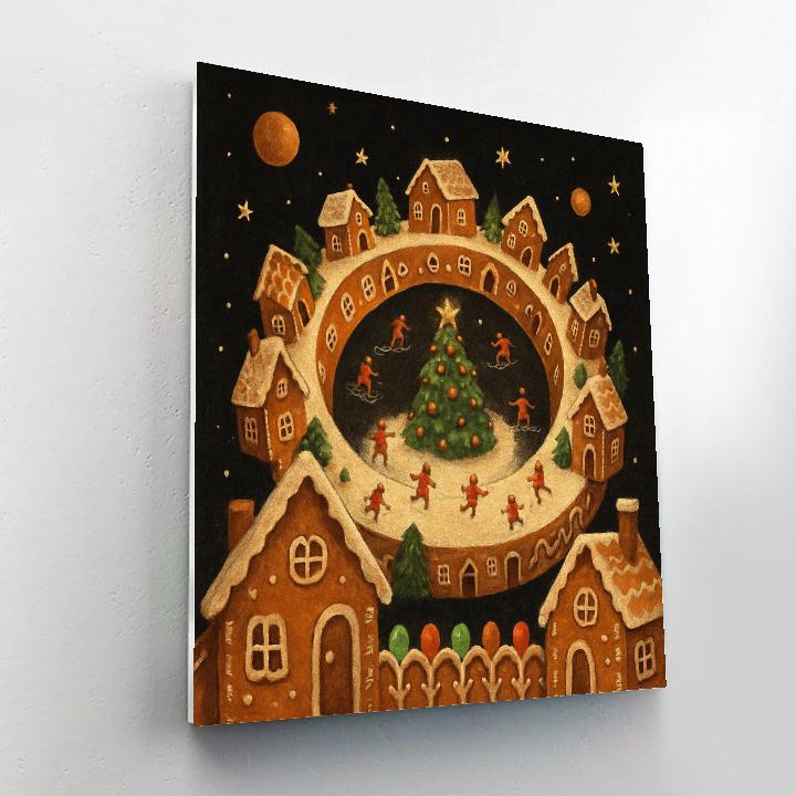 Orbiting Gingerbread Carousel Town Painting by numbers kit