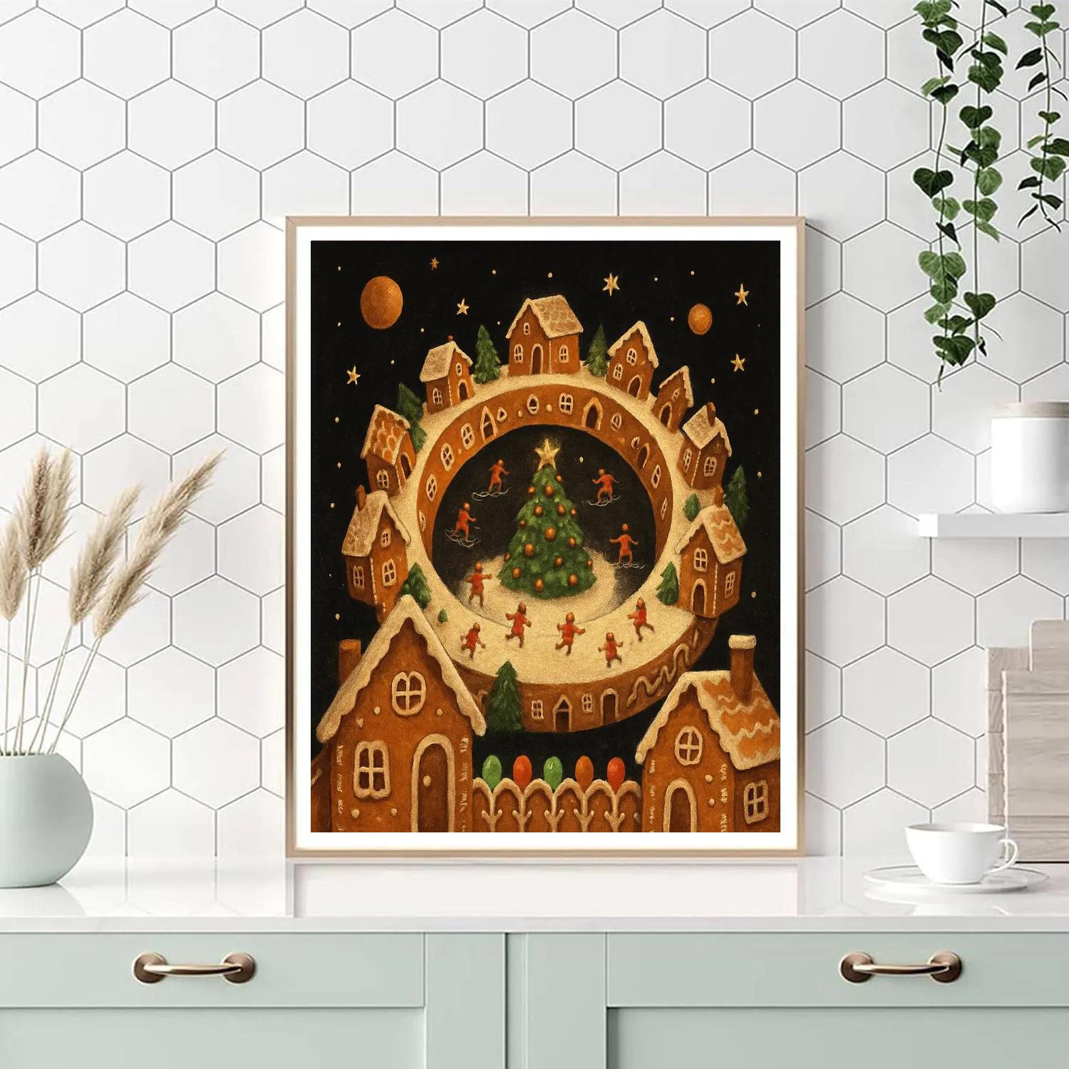 Orbiting Gingerbread Carousel Town Painting by numbers kit