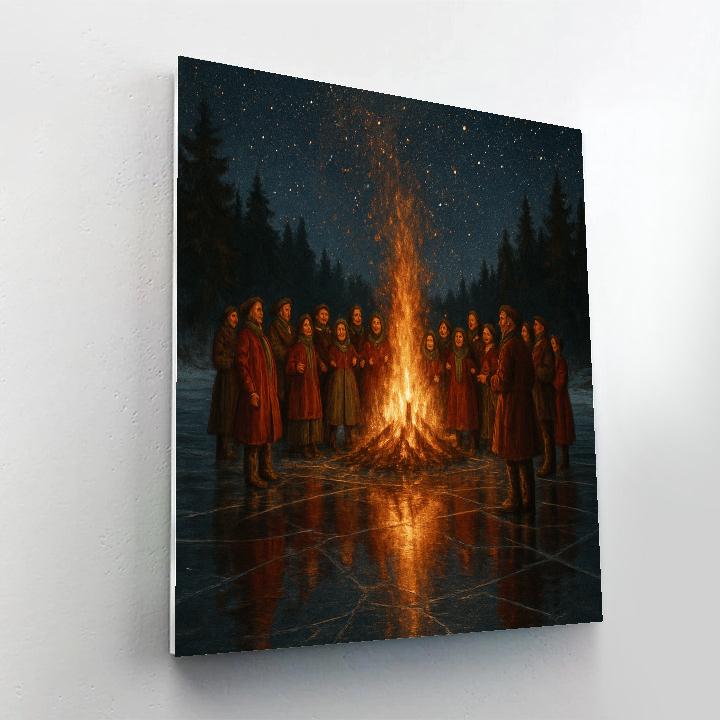 Cosmic Carol Bonfire On The Ice Lake Painting by numbers kit