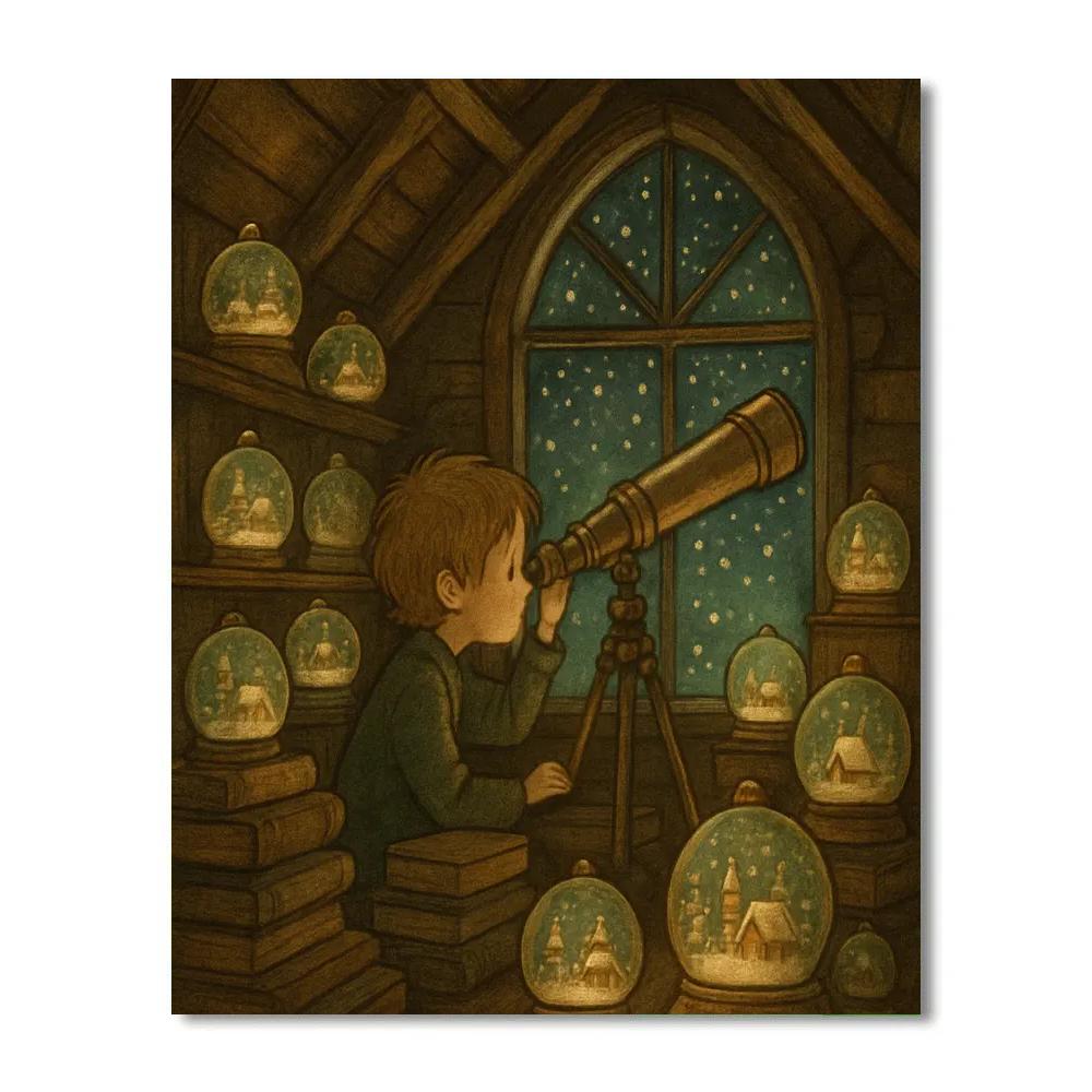 Celestial Snow Globe Observatory Attic Numbered painting kits