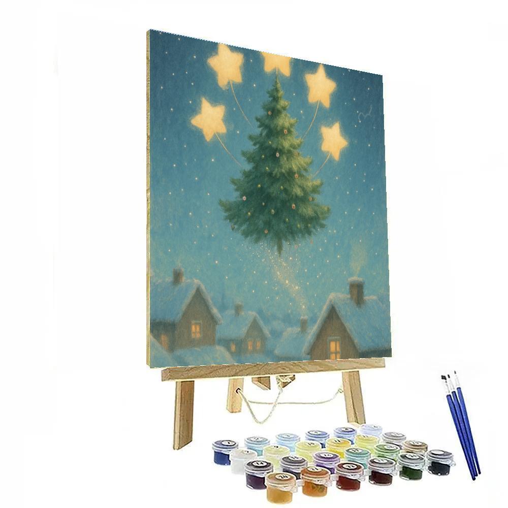 Starlit Evergreen Balloon Voyage Painting by numbers kit