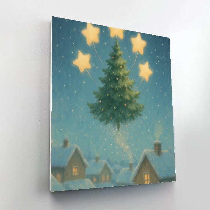 Starlit Evergreen Balloon Voyage Painting by numbers kit