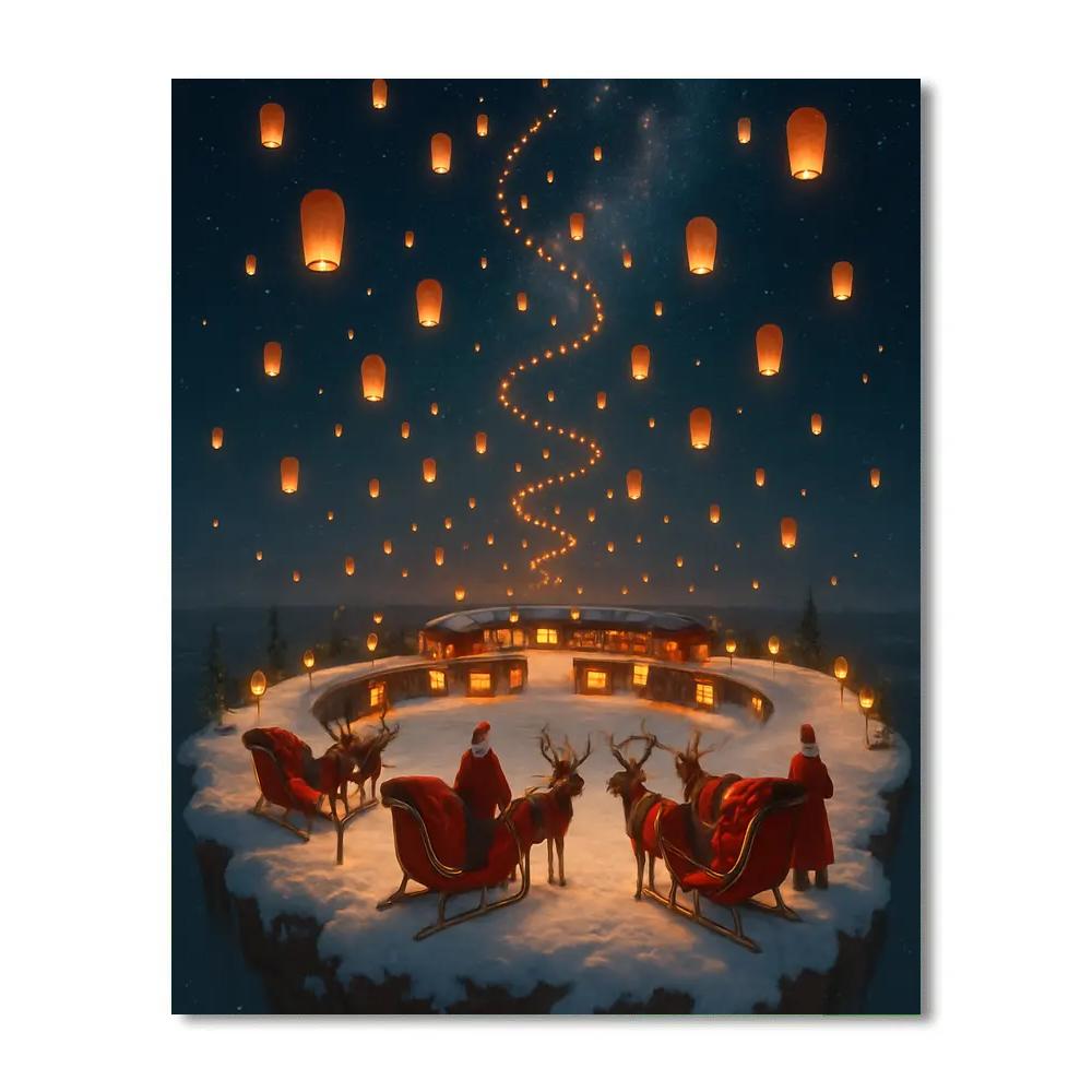 Sky Lantern Sleigh Launch Port Paint by numbers kits