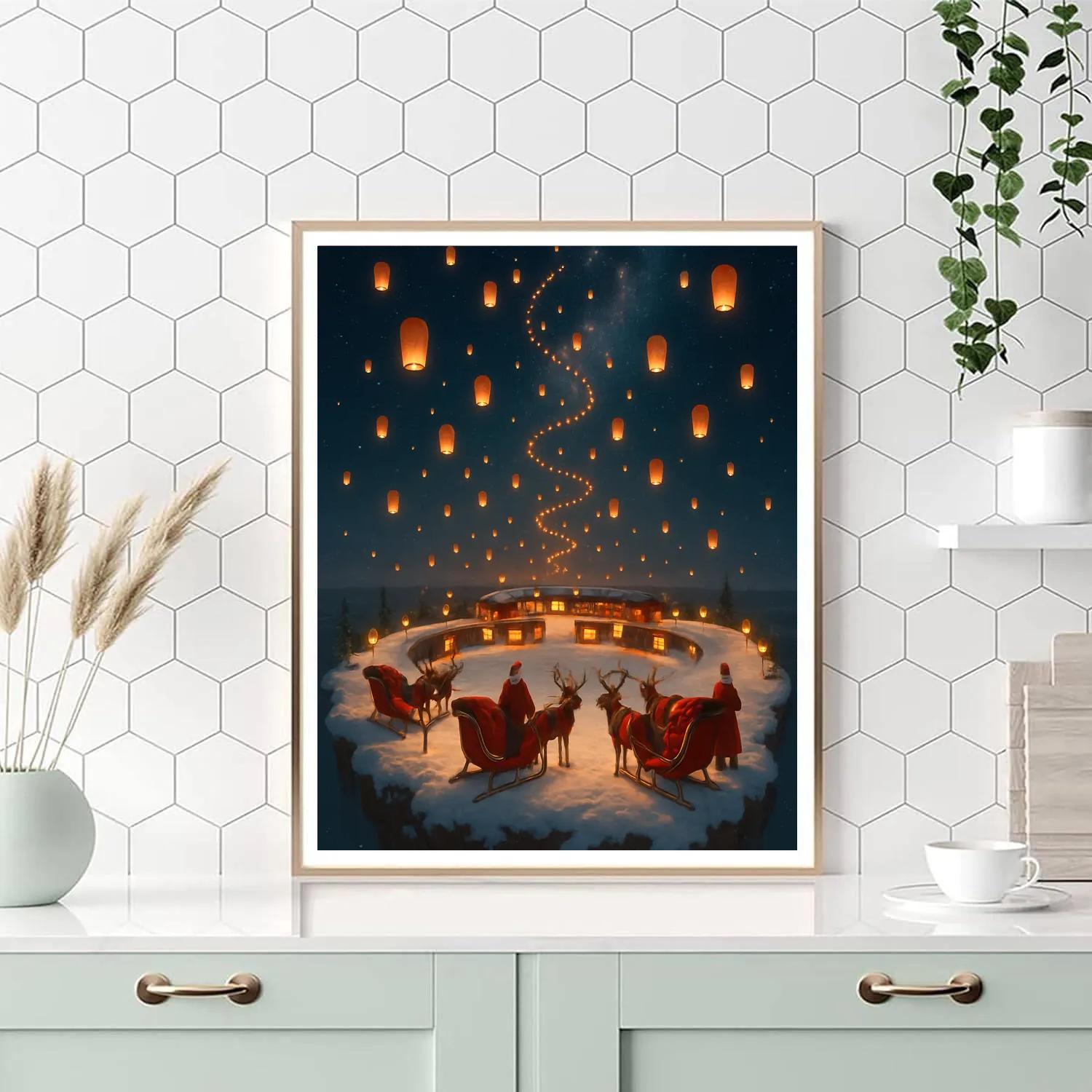 Sky Lantern Sleigh Launch Port Paint by numbers kits