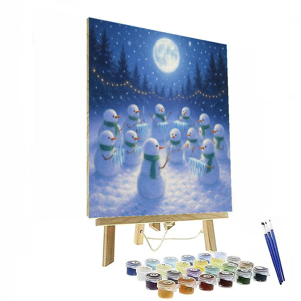 Moonlit Snowman Orchestra Painting by numbers kit