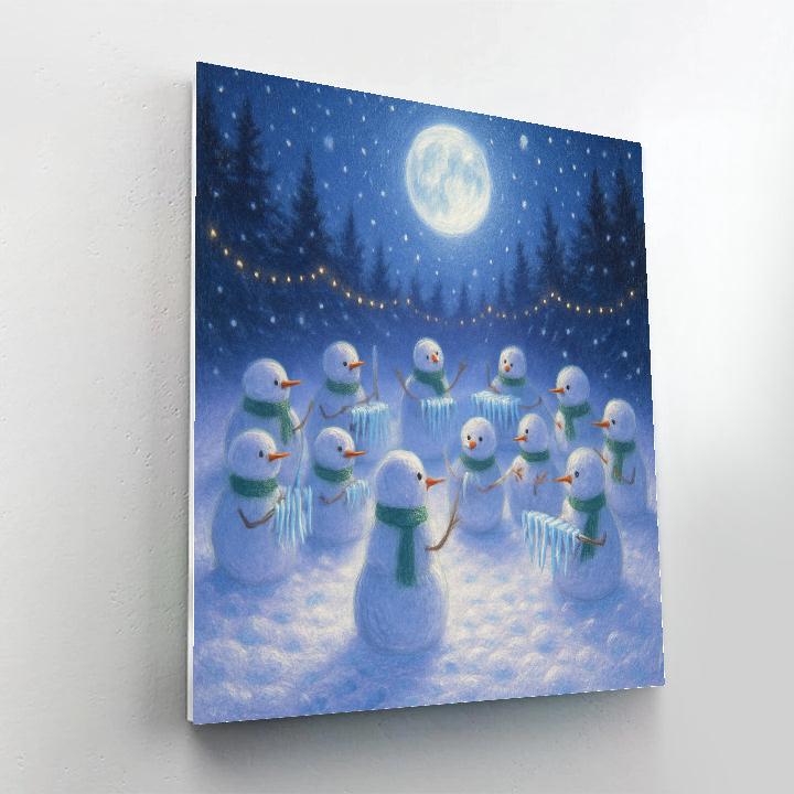 Moonlit Snowman Orchestra Painting by numbers kit