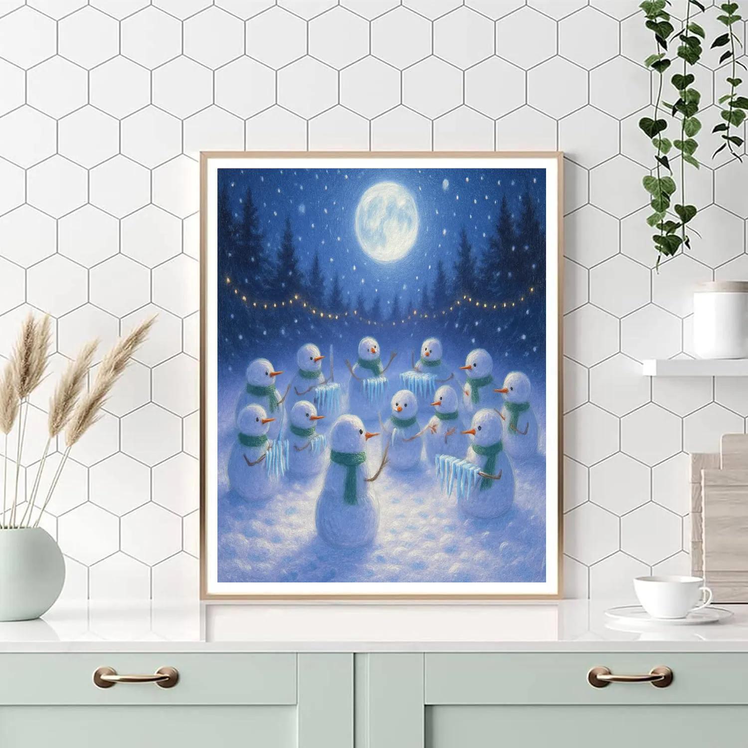 Moonlit Snowman Orchestra Painting by numbers kit